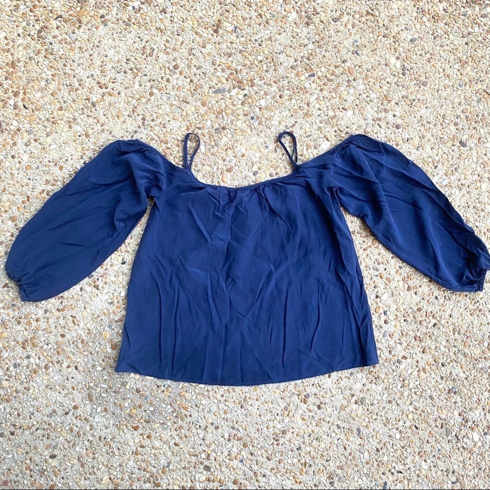 Lilly Pulitzer Candice Blue Silk Open Shoulder Top